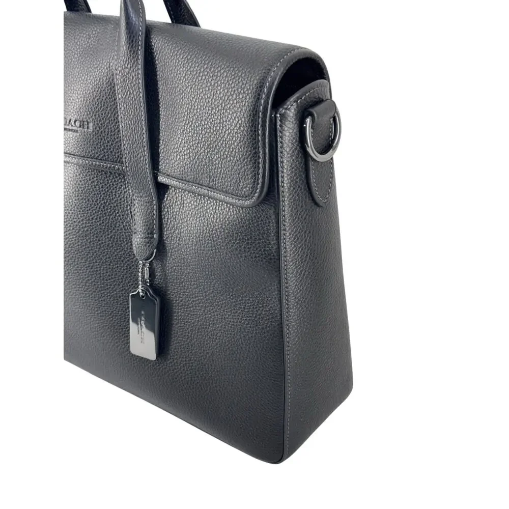 Coach Sullivan Black Pebbled Leather Briefcase Laptop Bag of office grandpacore